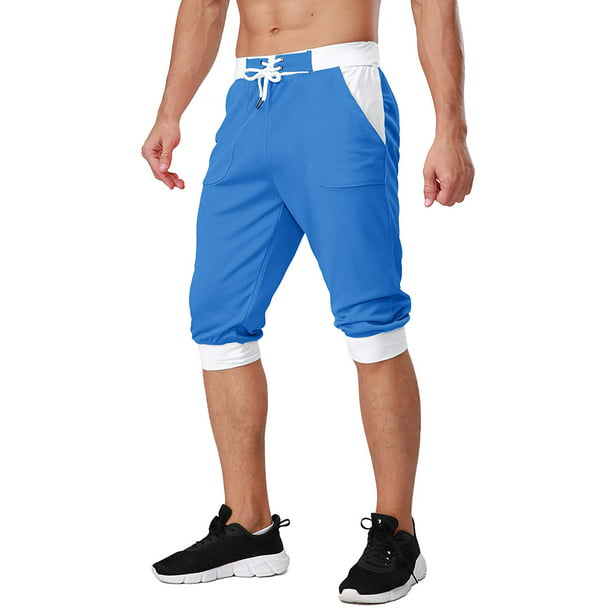TACVASEN Mens 3/4 Running Long Shorts Mesh Gym Workout Jogger Sweat Shorts with Pockets 